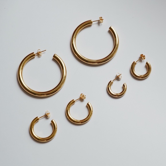 The Ultimate Gold Plated Classic Hoops Earrings - Picture 7 of 12